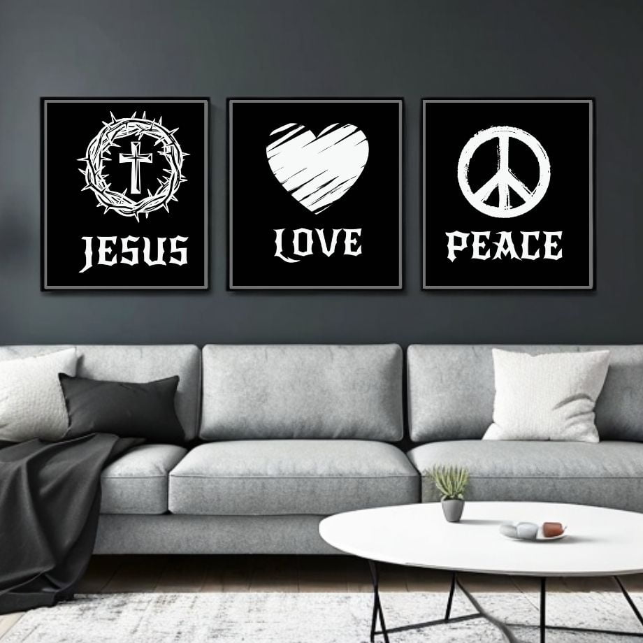 Jesus, Love, Peace – obra de arte Cristiana especial para enmarcar y ...